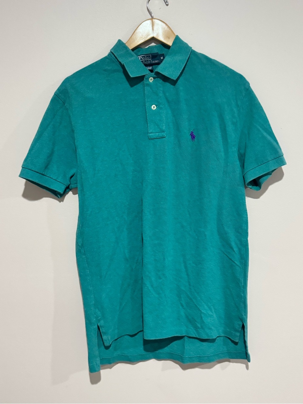 Vintage Polo Ralph Lauren Polo Shirt Med Mens 90s Green Teal Preppy Pony